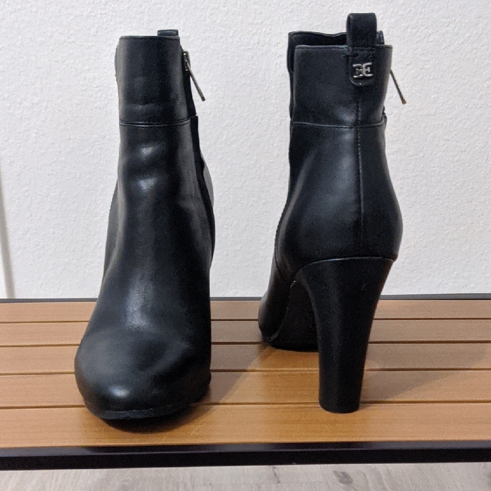 Sam Edelman Black Heeled Boots with Side-Zip Closure